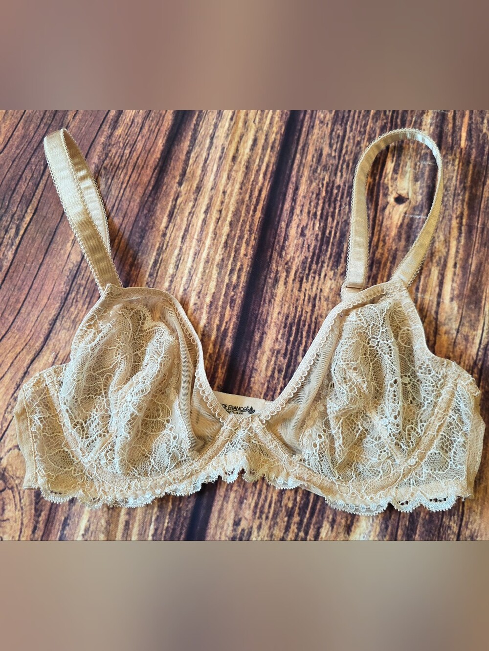 Lily of France Size 34C Underwire Lace Bra Unlined No Padding Feminine Coquette